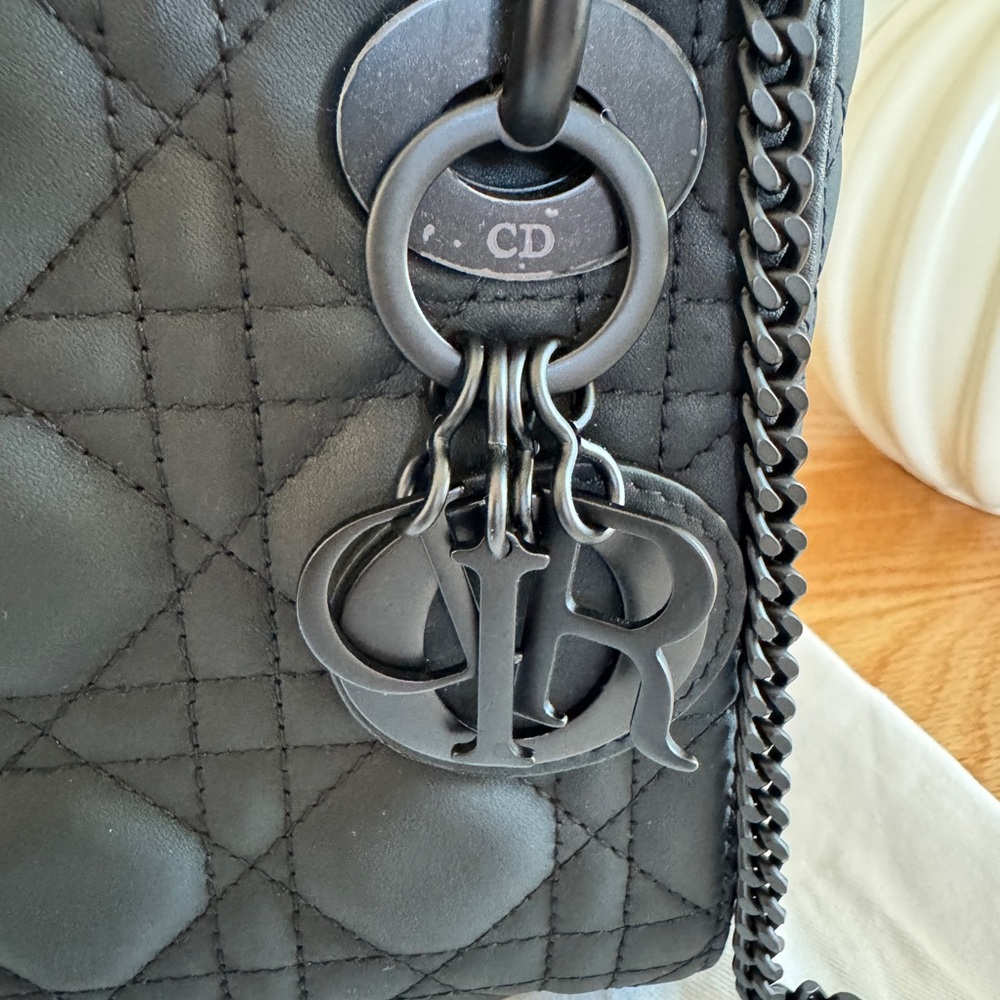 Dior Matte Black Quilted Lady Dior Bag with Chain Strap - Picture 4 of 10